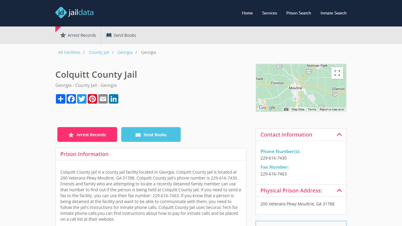 Colquitt County Jail Inmate Search and Prisoner Info - Moultrie, GA